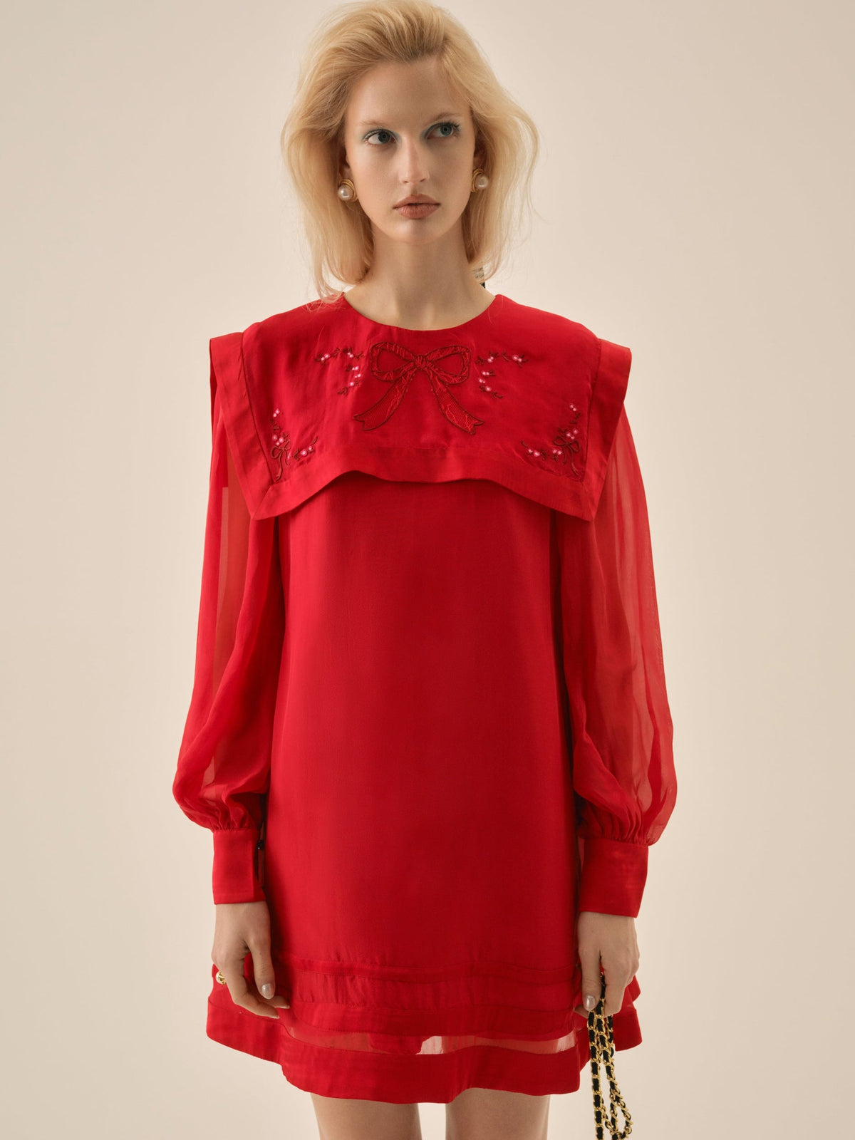 Betsy Bow Mini Dress Red - For Love & Lemons