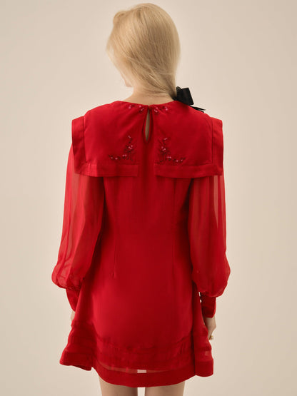 Betsy Bow Mini Dress Red - For Love & Lemons