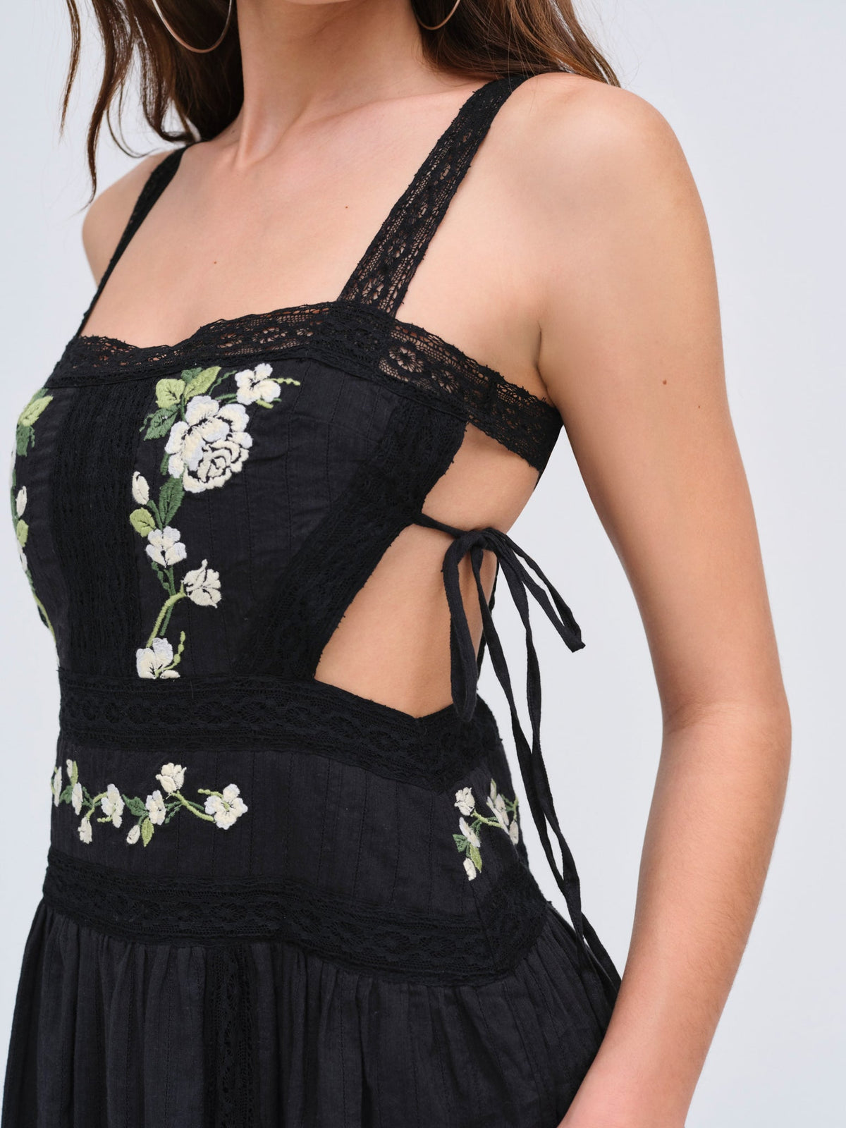 Jolene Embroidered Midi Dress Black - For Love & Lemons