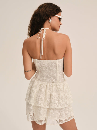 Ciao Lace Mini Dress Natural - For Love & Lemons
