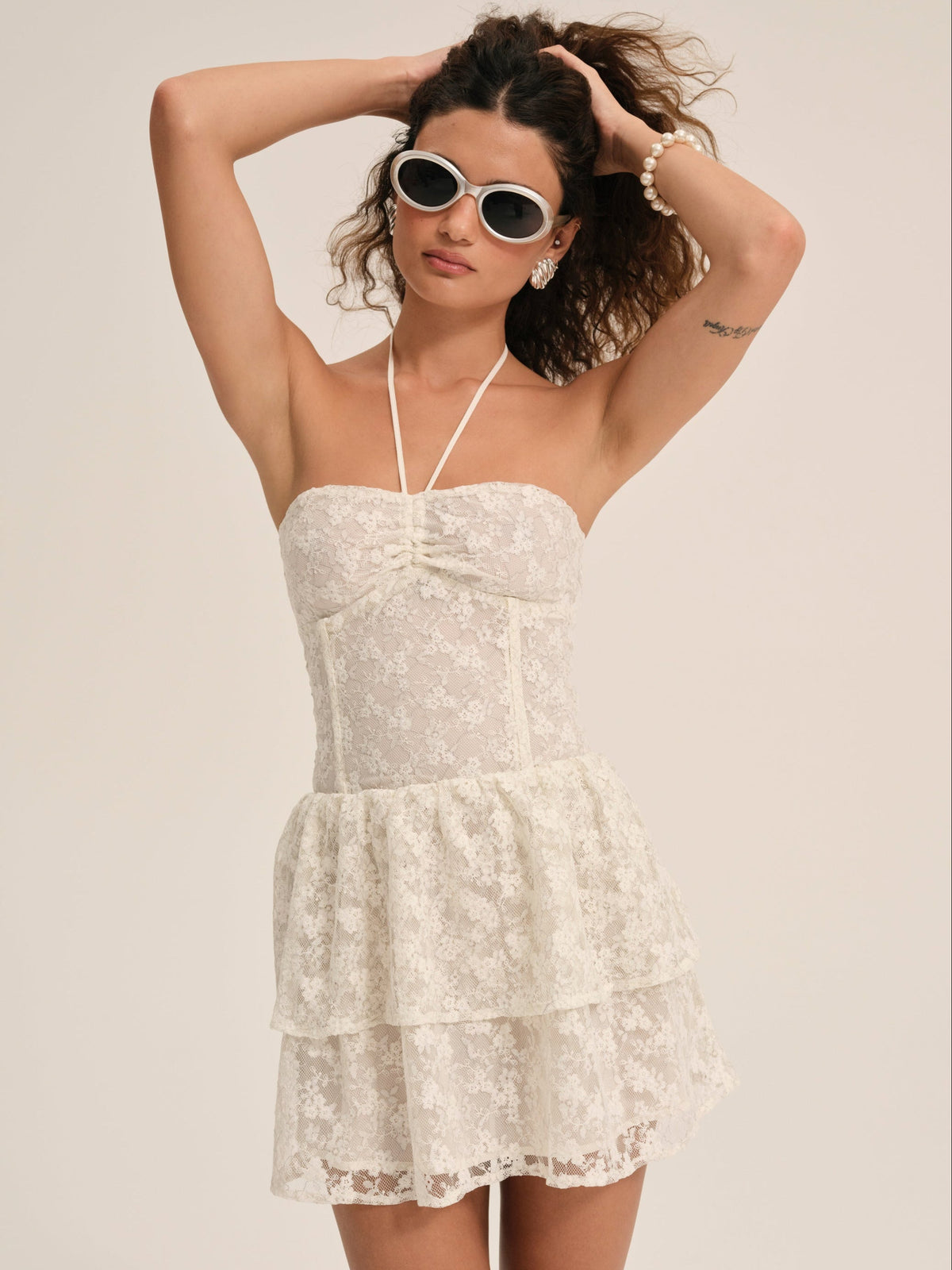 Ciao Lace Mini Dress Natural - For Love & Lemons