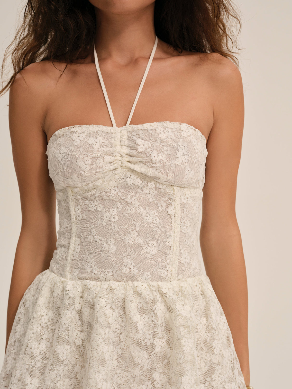 Ciao Lace Mini Dress Natural - For Love & Lemons