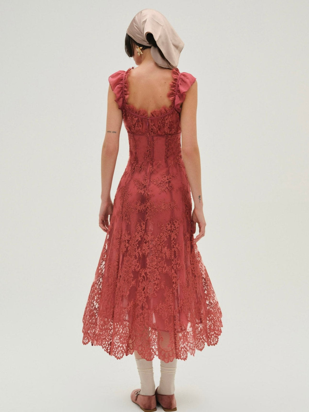 Holiday Lace Midi Dress Clay Pink - For Love & Lemons