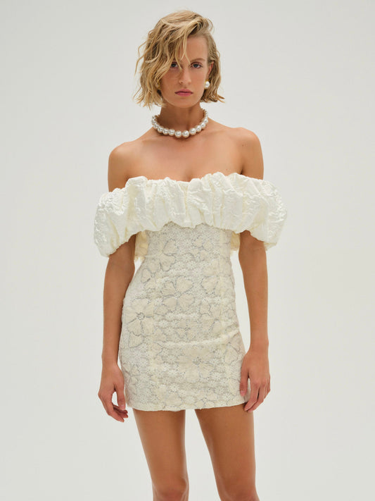 Snowflake Daisy Mini Dress Cream - For Love & Lemons