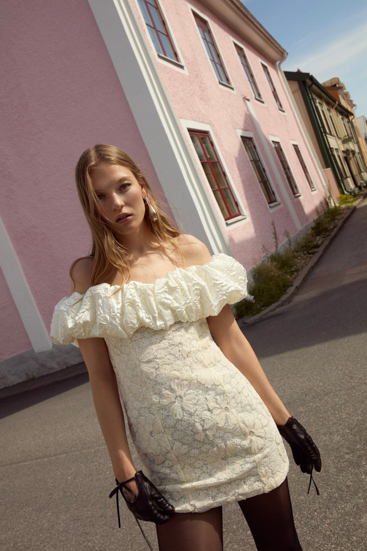 Snowflake Daisy Mini Dress Cream - For Love & Lemons