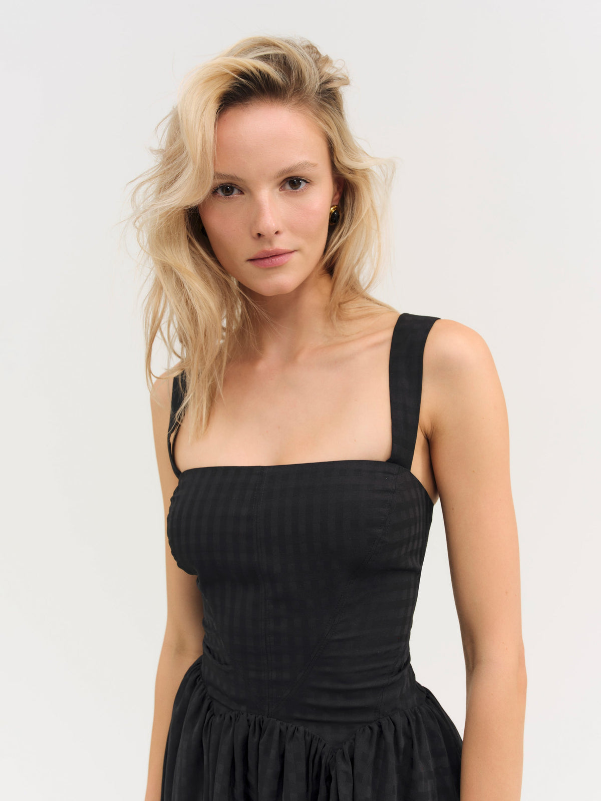 Ginny Gingham Mini Dress Black - For Love & Lemons
