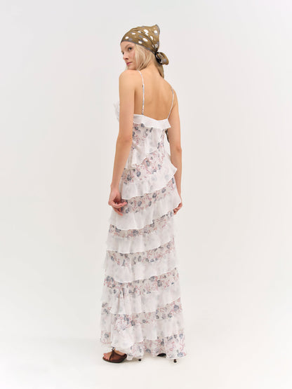 Debby Ruffled Maxi Dress White - For Love & Lemons