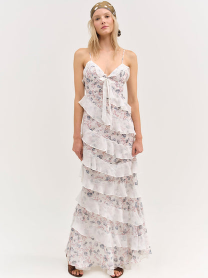 Debby Ruffled Maxi Dress White - For Love & Lemons