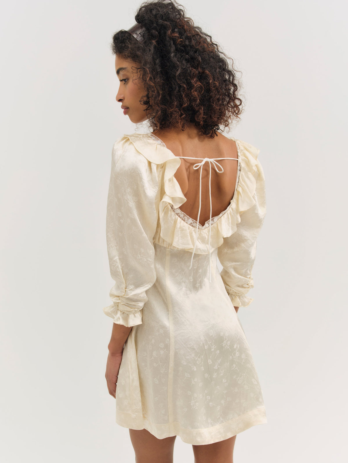 Carla Jacquard Mini Dress Cream - For Love & Lemons