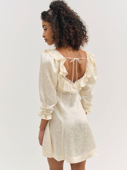 Carla Jacquard Mini Dress Cream - For Love & Lemons