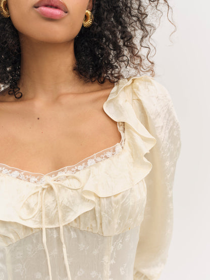 Carla Jacquard Mini Dress Cream - For Love & Lemons