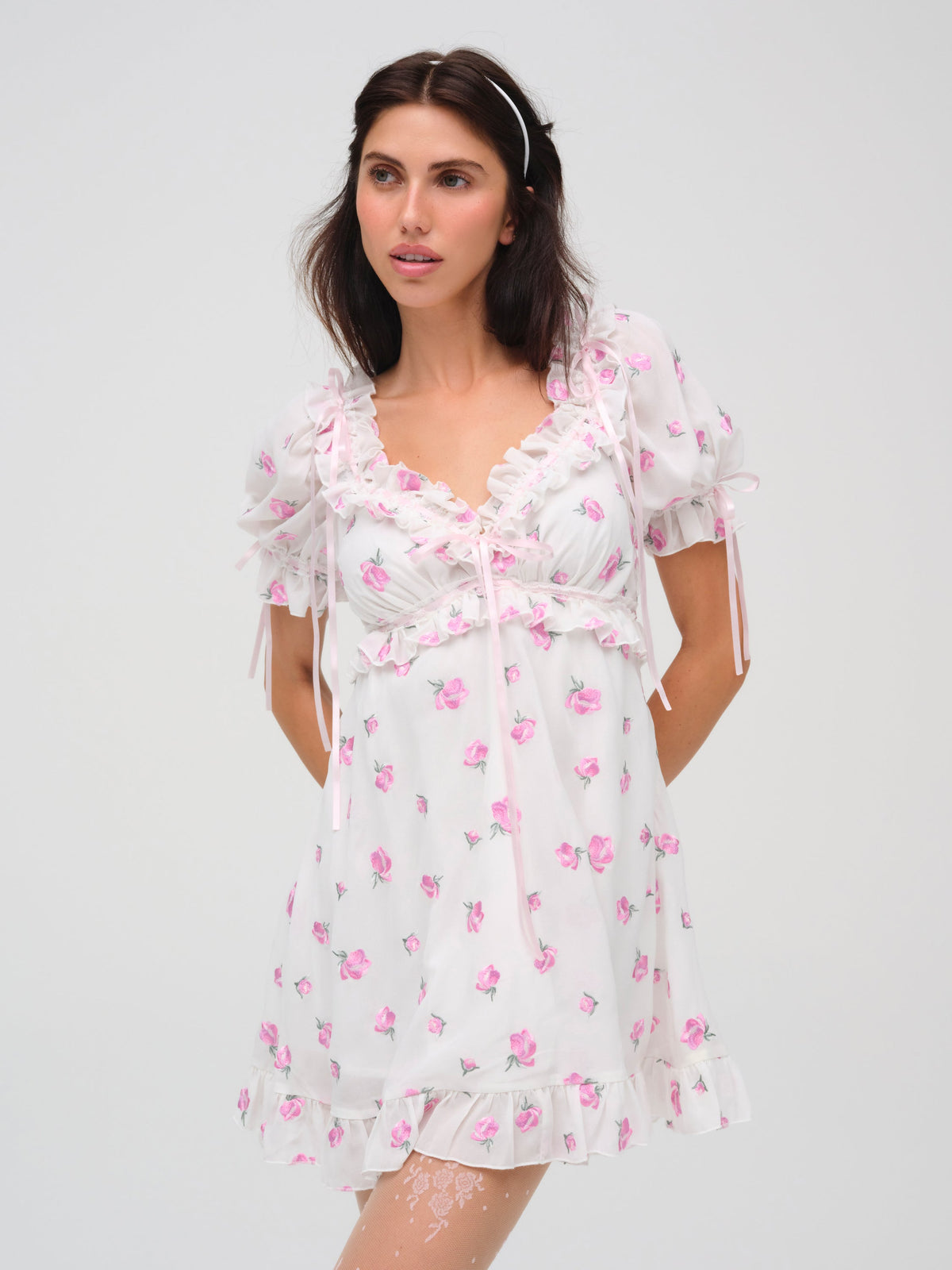 Fiona Floral Mini Dress White - For Love & Lemons
