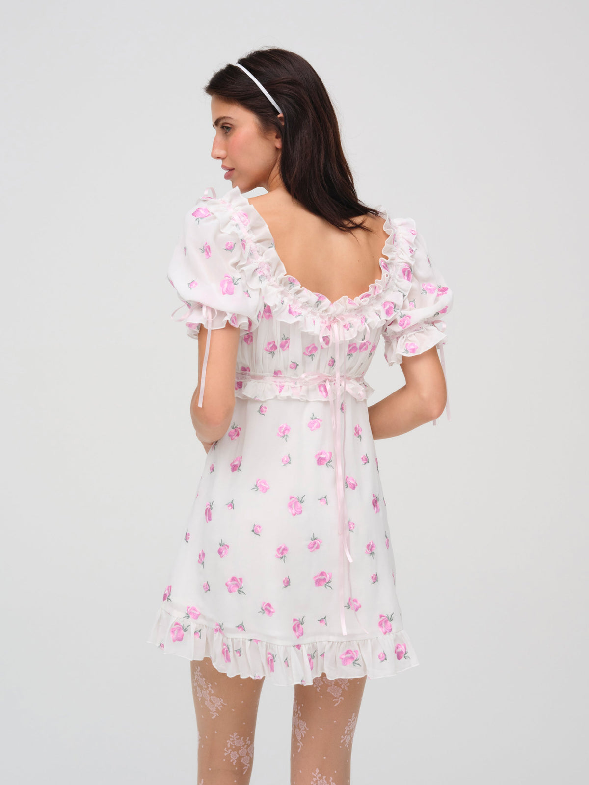 Fiona Floral Mini Dress White - For Love & Lemons
