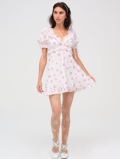 Fiona Floral Mini Dress White - For Love & Lemons