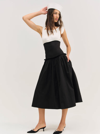 Helena Poplin Midi Dress Black - For Love & Lemons