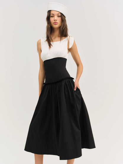 Helena Poplin Midi Dress Black - For Love & Lemons