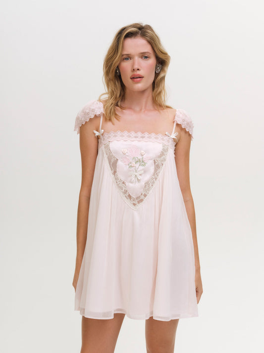 Rae Rose Mini Dress Pink - For Love & Lemons