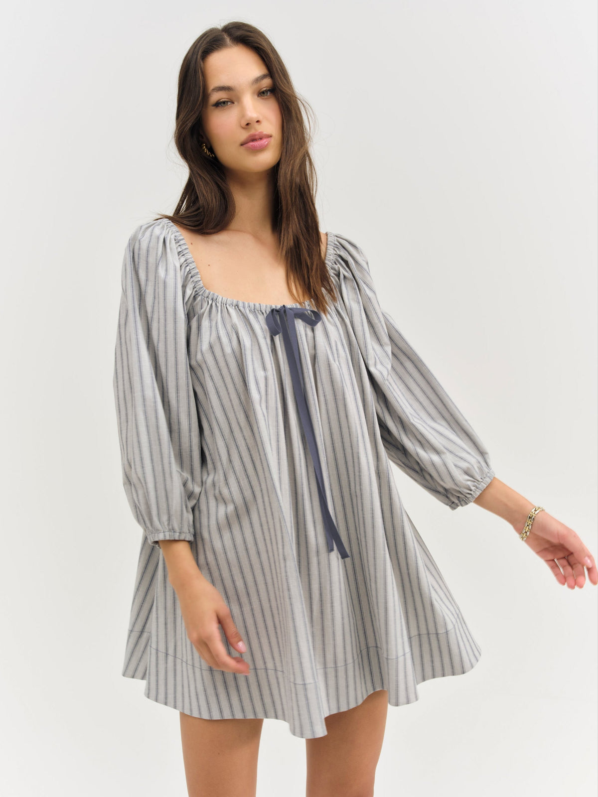 Linen Stripe Mini Dress Blue - For Love & Lemons