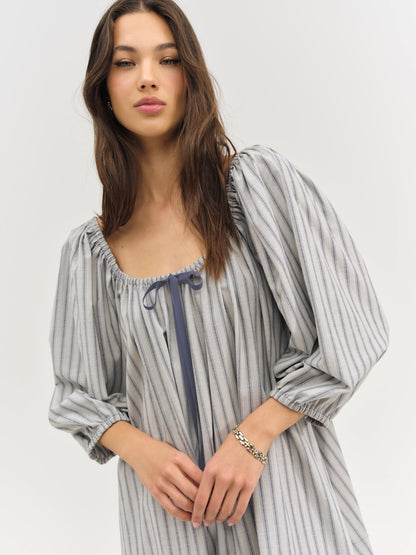 Linen Stripe Mini Dress Blue - For Love & Lemons