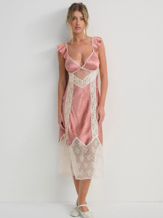 Juliet Midi Slip Dress Terracotta - For Love & Lemons
