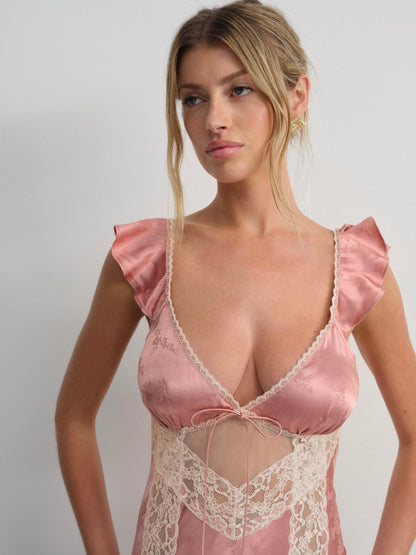 Juliet Midi Slip Dress Terracotta - For Love & Lemons