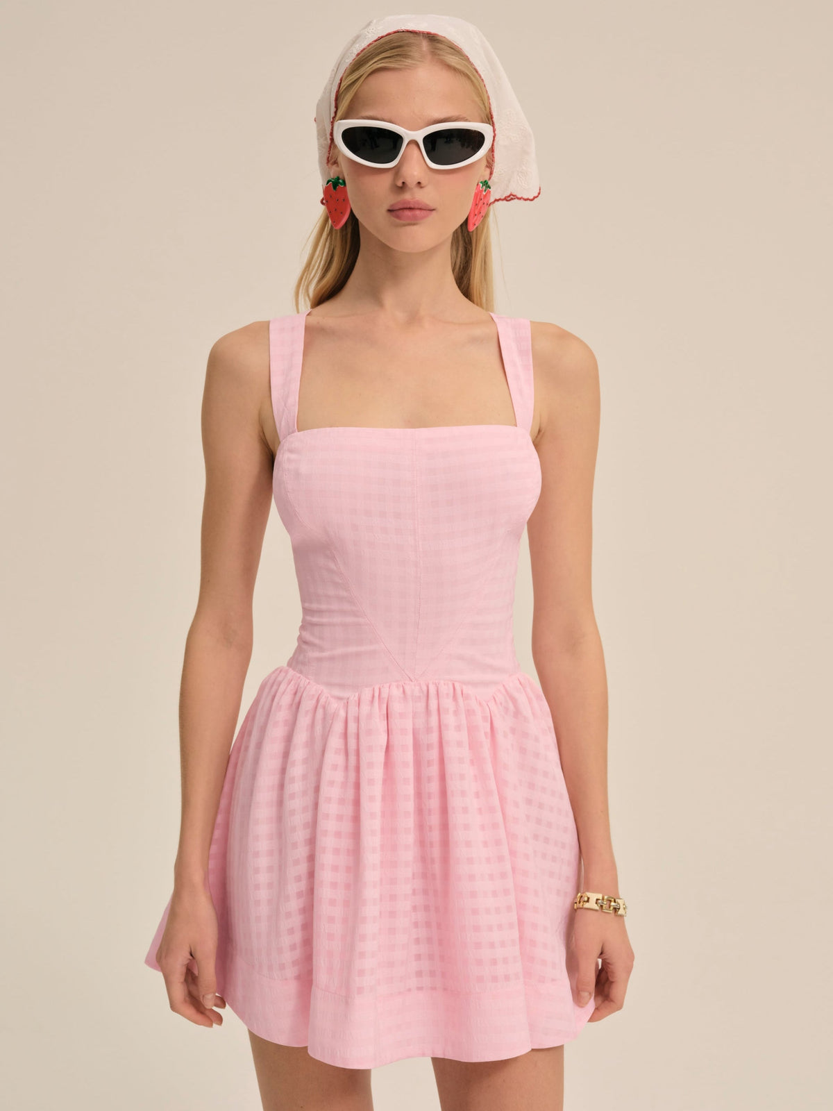Ginny Gingham Mini Dress Pink - For Love & Lemons