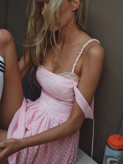 Ginny Gingham Mini Dress Pink - For Love & Lemons
