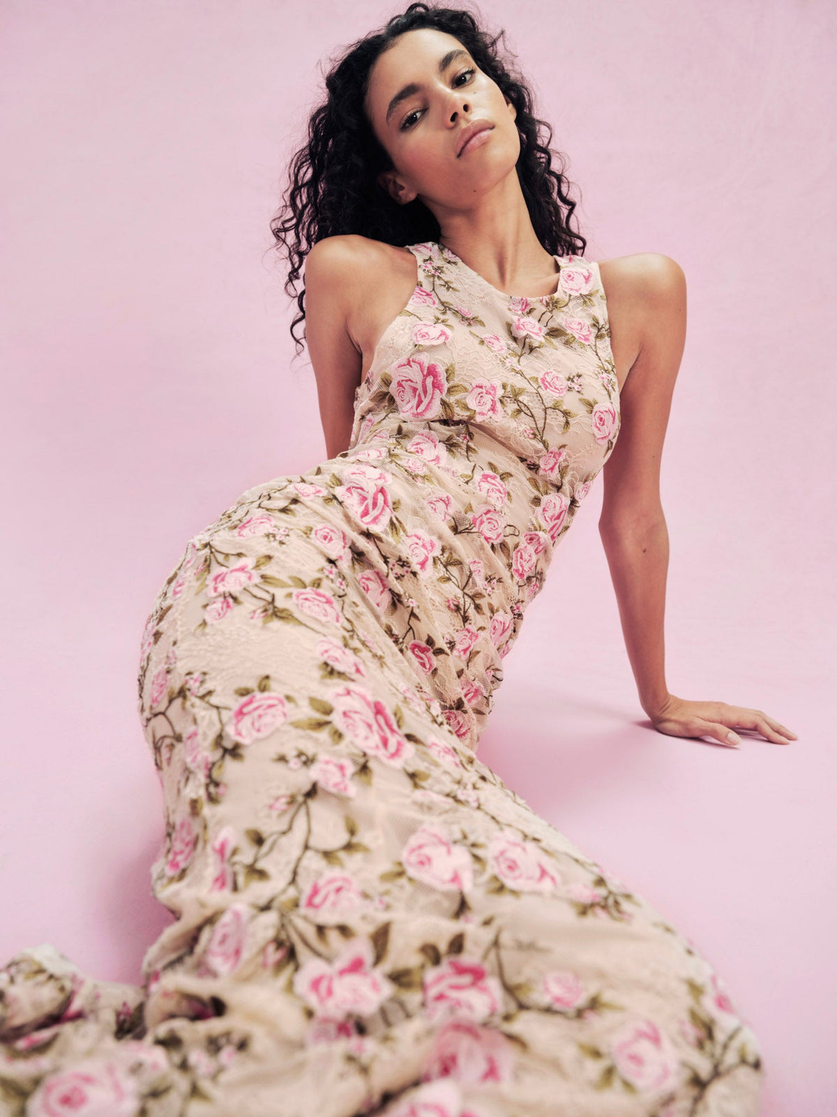 Esme Rose Embroidered Gown Pink - For Love & Lemons