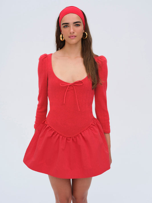 Aliyah Pointelle Mini Dress Red - For Love & Lemons