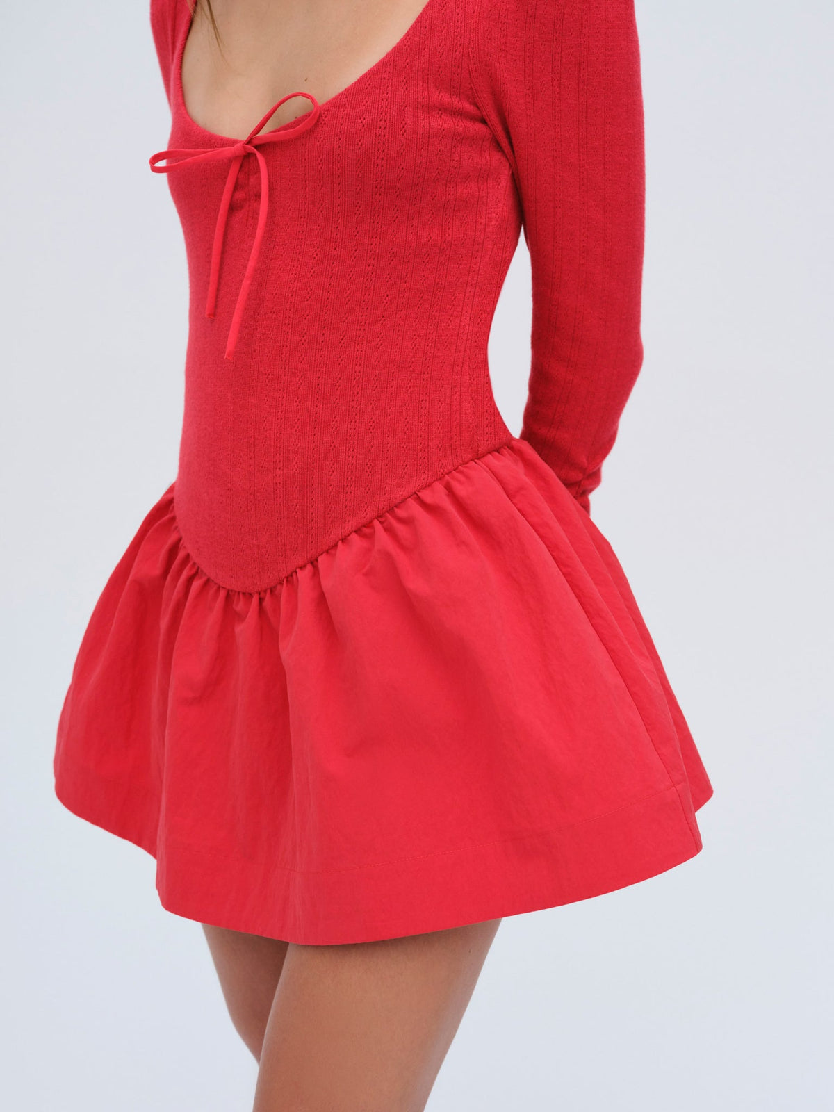 Aliyah Pointelle Mini Dress Red - For Love & Lemons