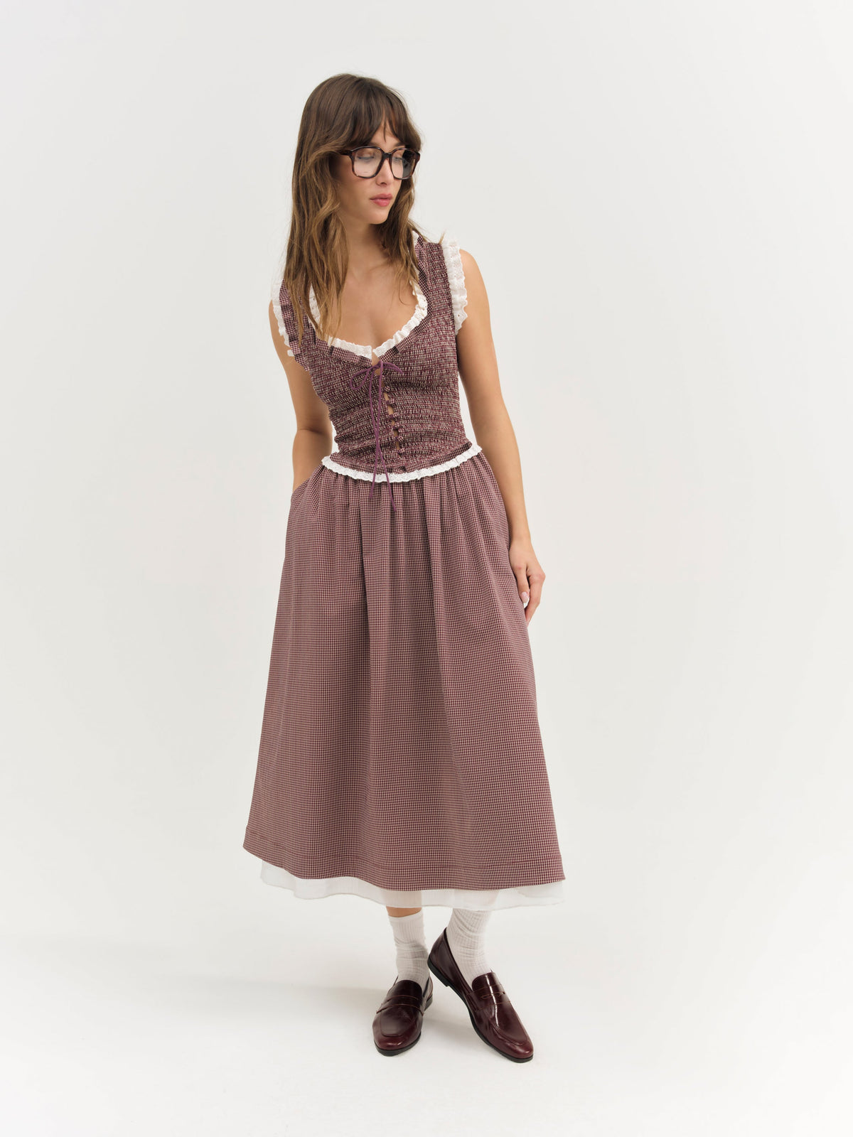 Morgan Midi Dress Burgundy - For Love & Lemons
