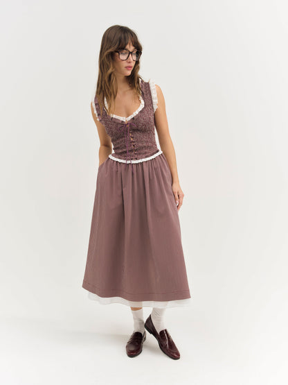 Morgan Midi Dress Burgundy - For Love & Lemons