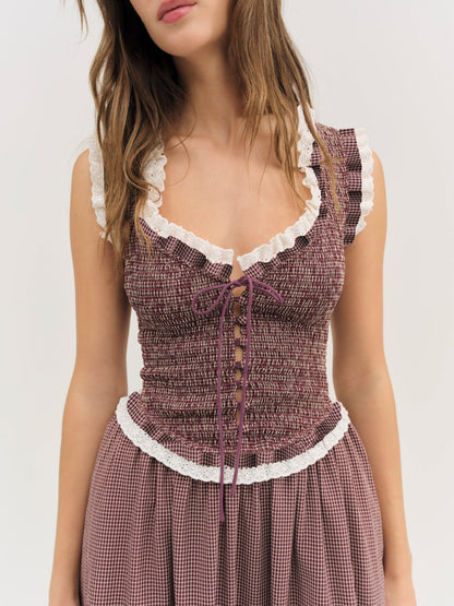 Morgan Midi Dress Burgundy - For Love & Lemons