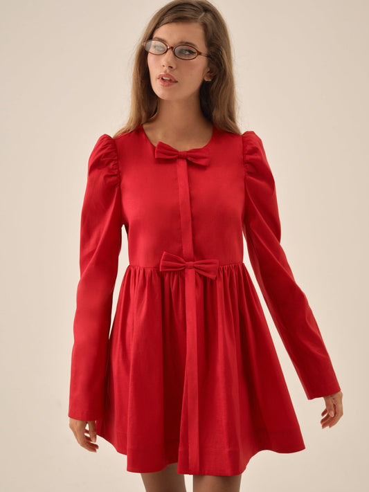 Lucia A-Line Mini Dress Red - For Love & Lemons