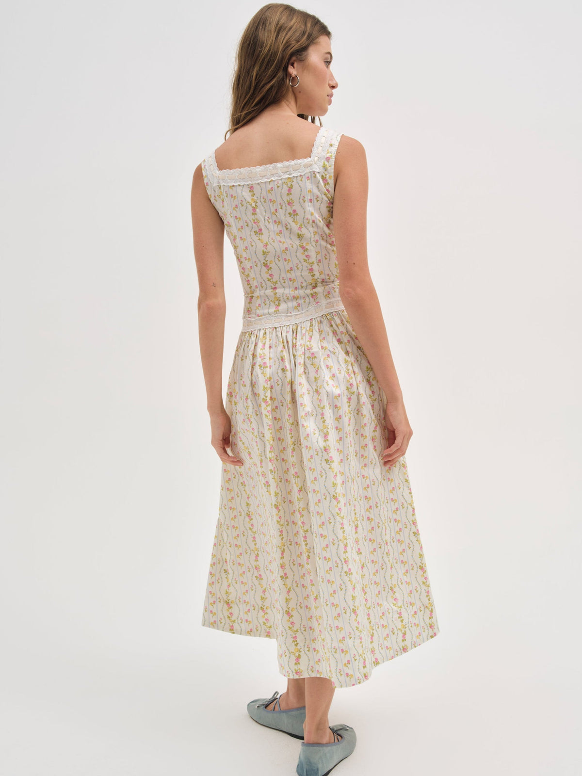 Brigitta Floral Midi Dress Ivory - For Love & Lemons