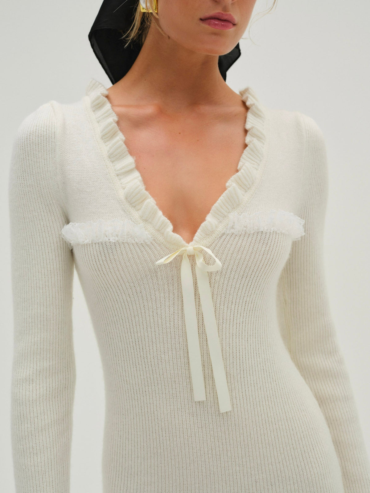Miranda Knit Mini Dress Cream - For Love & Lemons