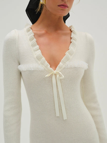 Miranda Knit Mini Dress Cream - For Love & Lemons