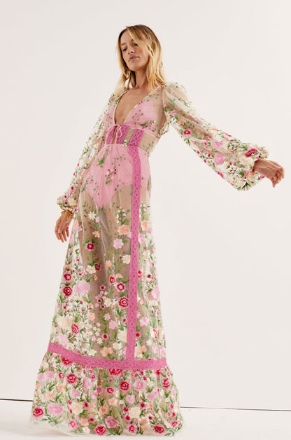 Luna Maxi Dress Pink - For Love & Lemons