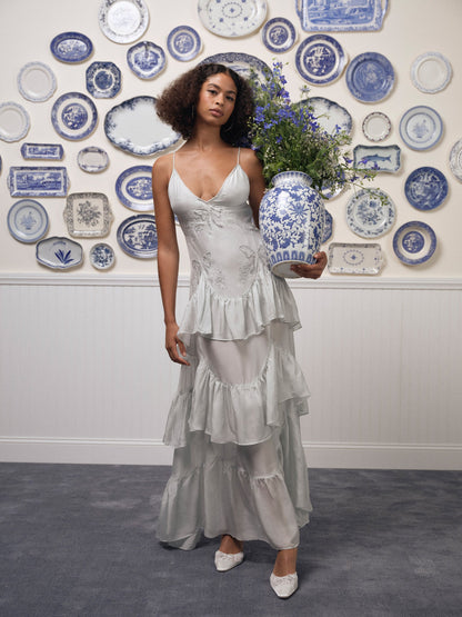 Bayview Bow Maxi Dress Blue - For Love & Lemons
