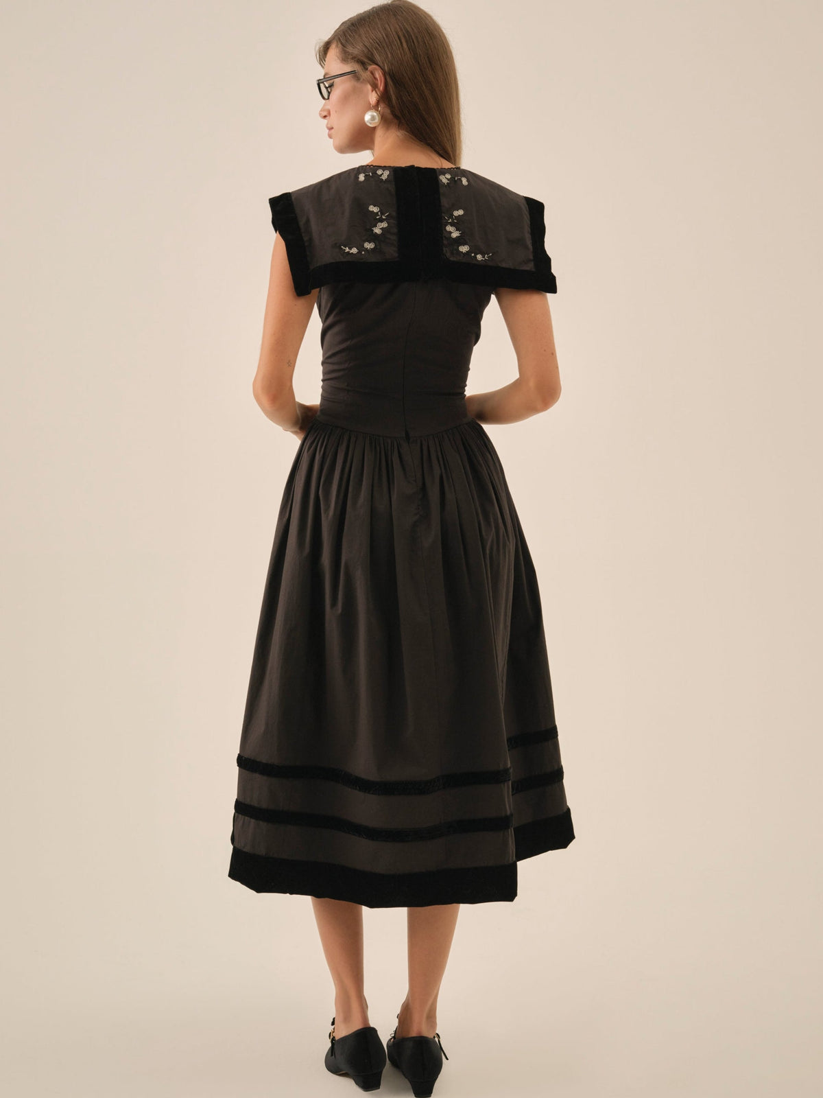 Train Station Poplin Midi Dress Black - For Love & Lemons