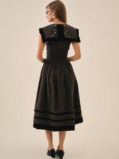 Train Station Poplin Midi Dress Black - For Love & Lemons