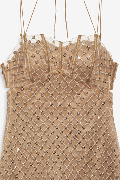 Dazzle Me Slip Dress Gold - For Love & Lemons