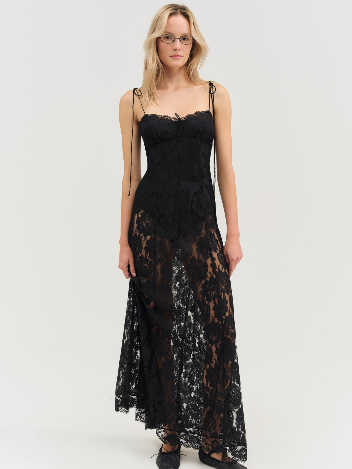 Claudia Rose Lace Maxi Dress Black - For Love & Lemons