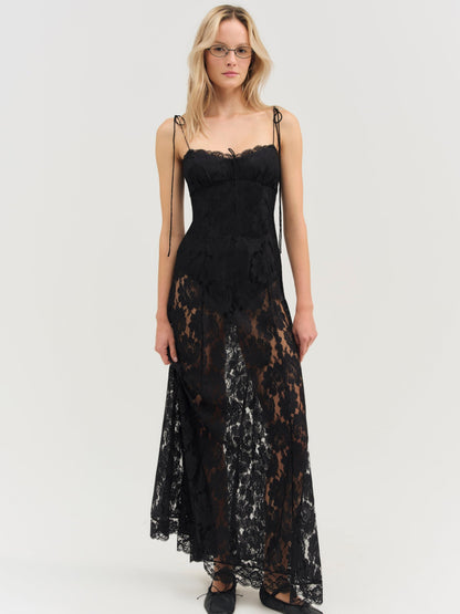 Claudia Rose Lace Maxi Dress Black - For Love & Lemons
