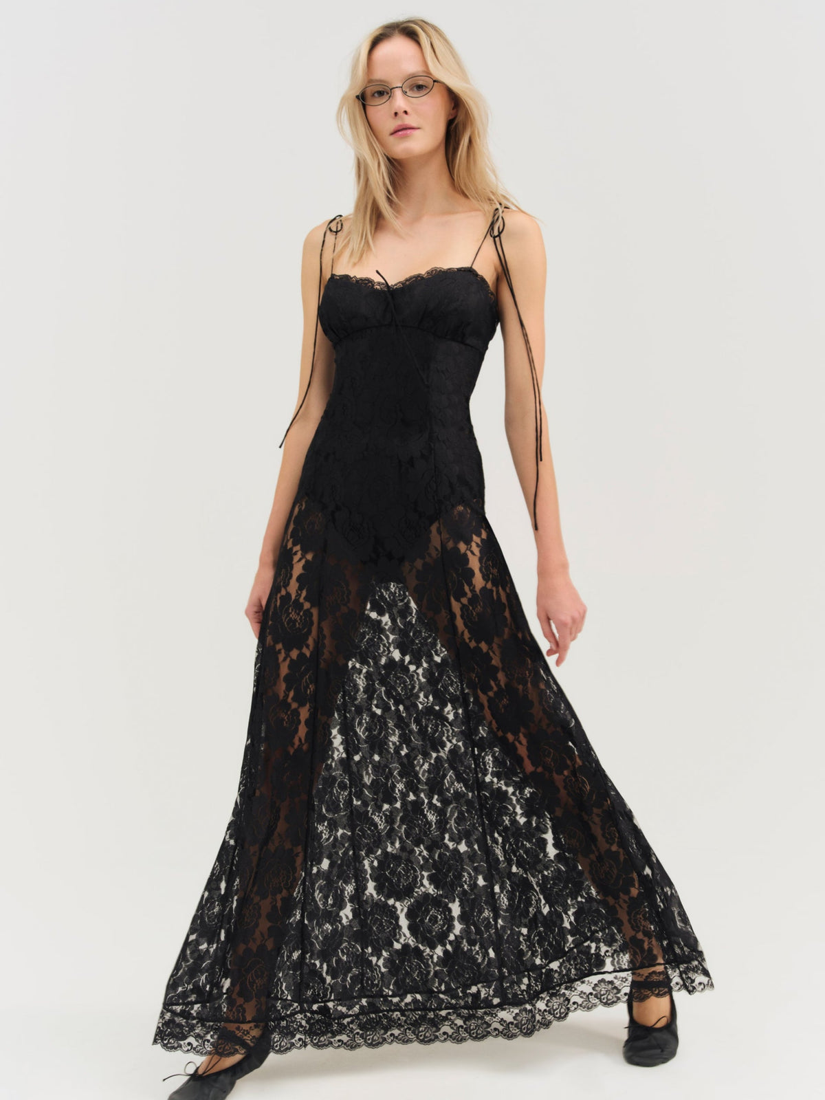 Claudia Rose Lace Maxi Dress Black - For Love & Lemons