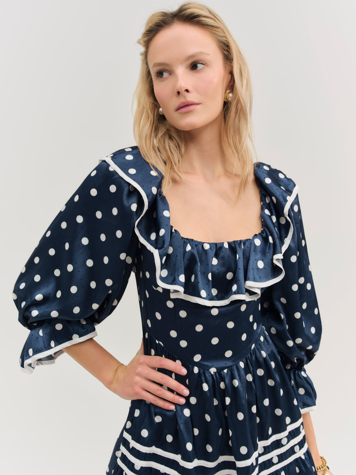 Seaside Dot Mini Dress Navy - For Love & Lemons