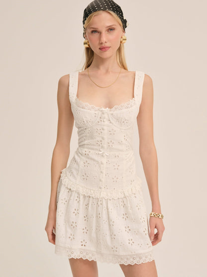 Dreamy Daisy Mini Dress White - For Love & Lemons