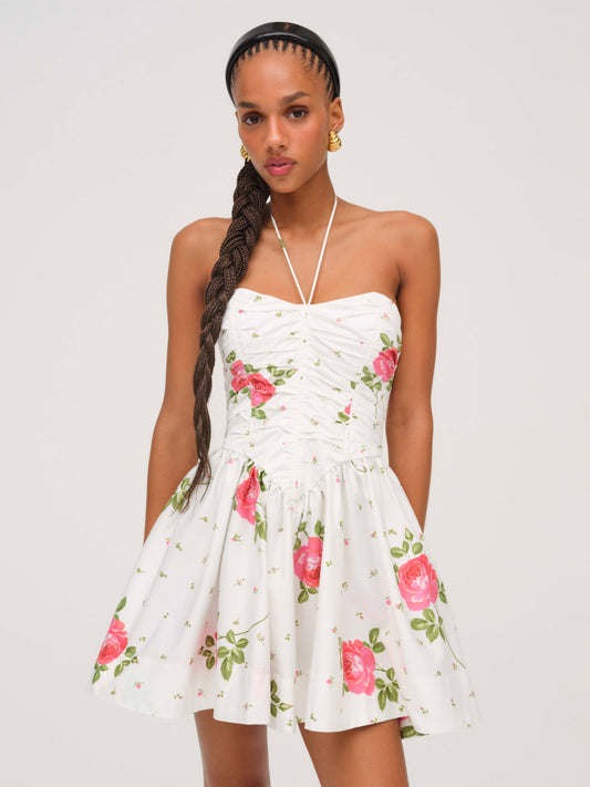 Rosebud Corset Mini Dress White - For Love & Lemons