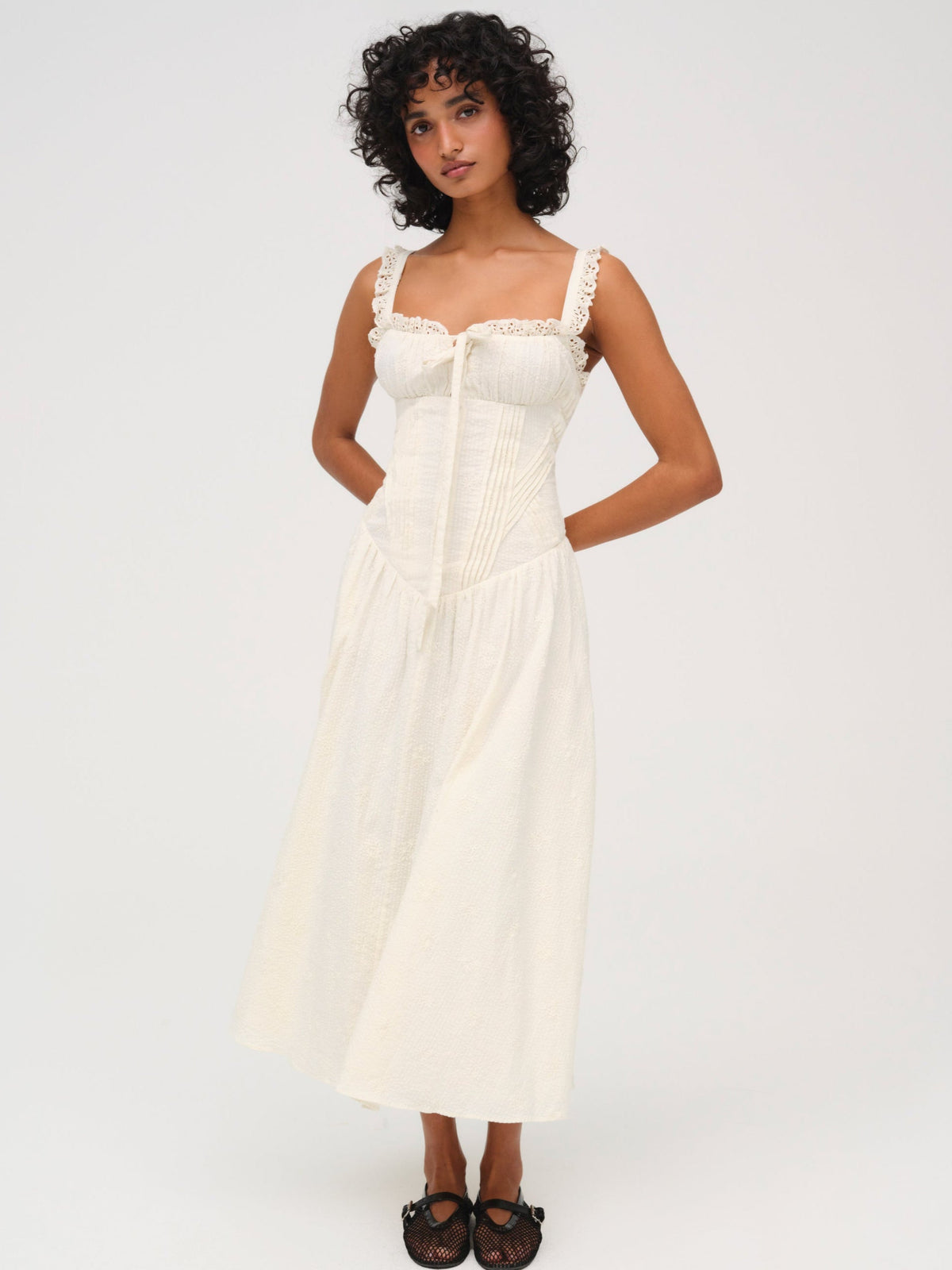 Baby Daisy Poplin Midi Dress White - For Love & Lemons