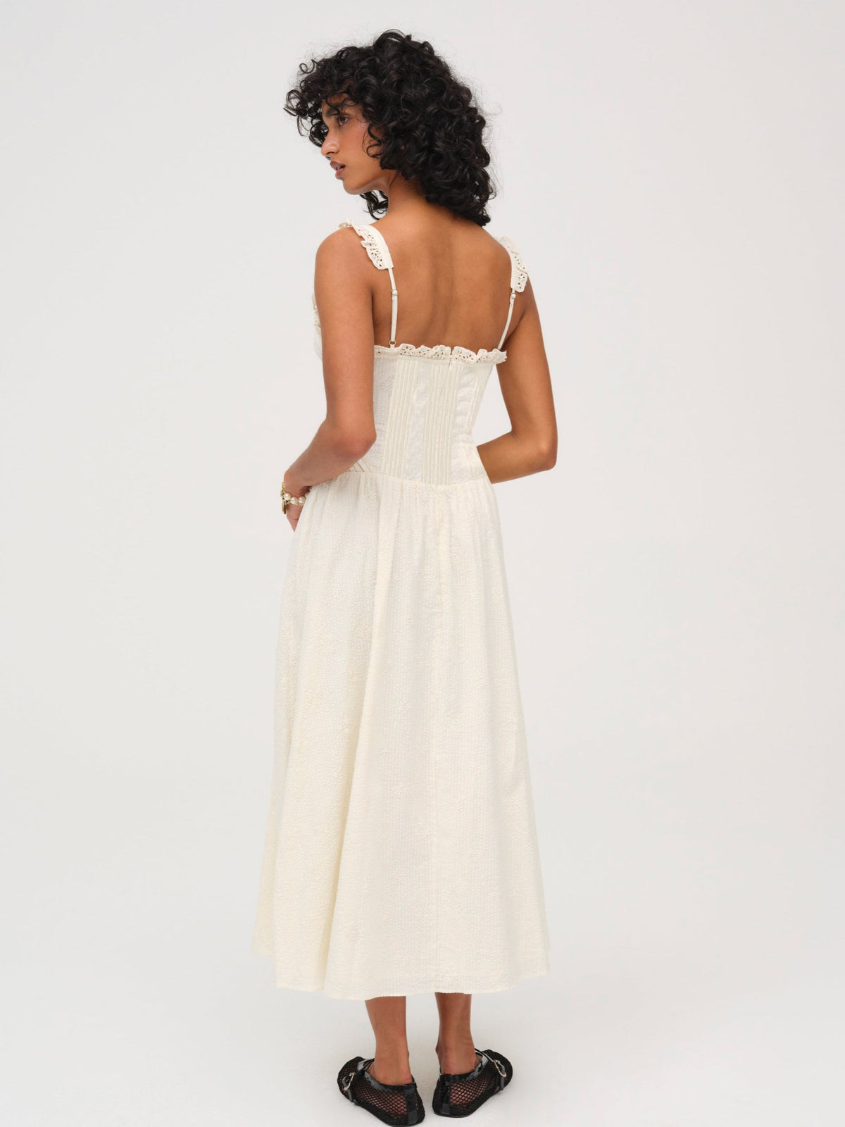 Baby Daisy Poplin Midi Dress White - For Love & Lemons